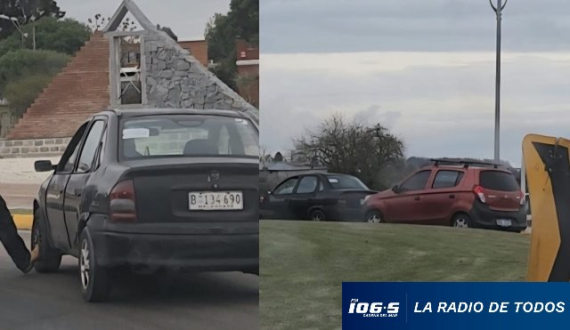 Automóvil detenido en rotonda