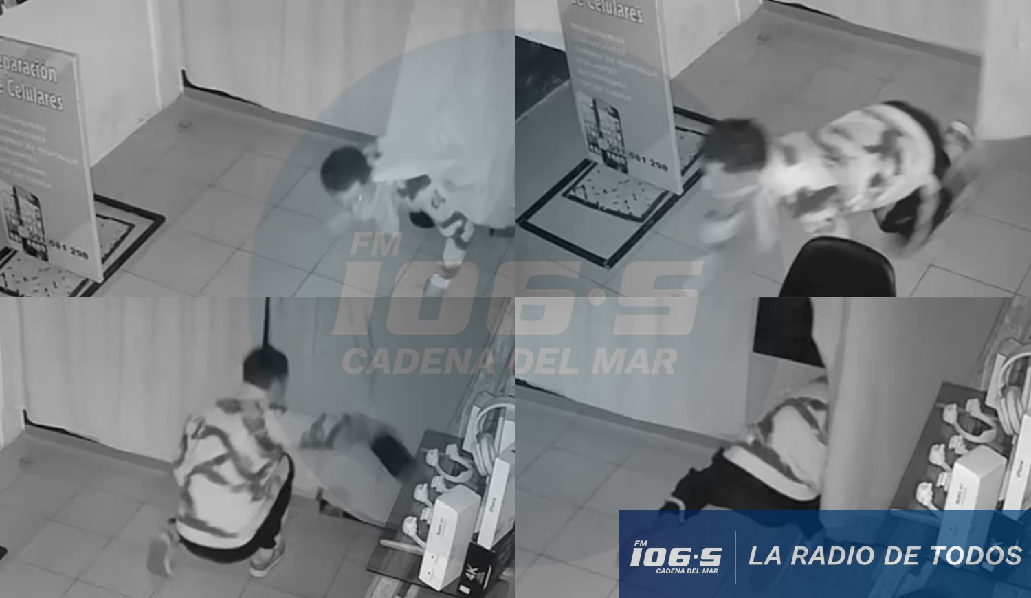 Maldonado: delincuente se arrastró por una hendidura en la puerta para robar un local de celulares.