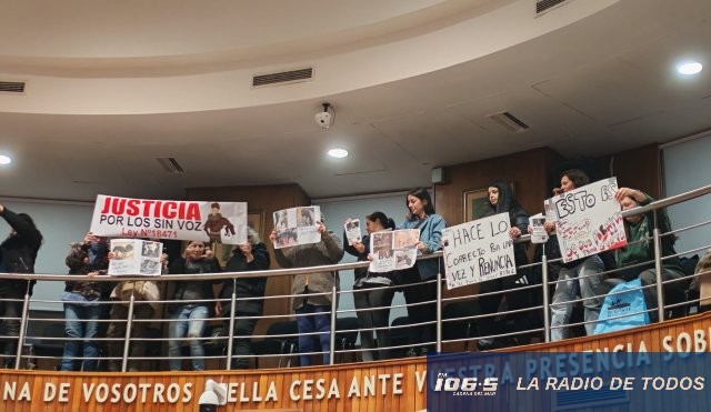 Junta Departamental: gritando desde las barras pidieron la renuncia de la edil Ana Rita Colombo.