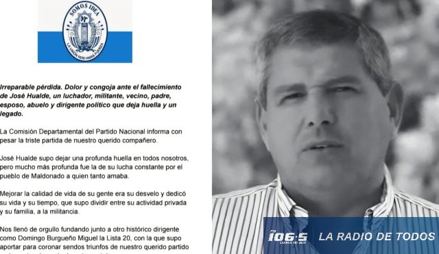 José Hualde (Partido Nacional): Comisión Departamental destacó legado tras su fallecimiento.