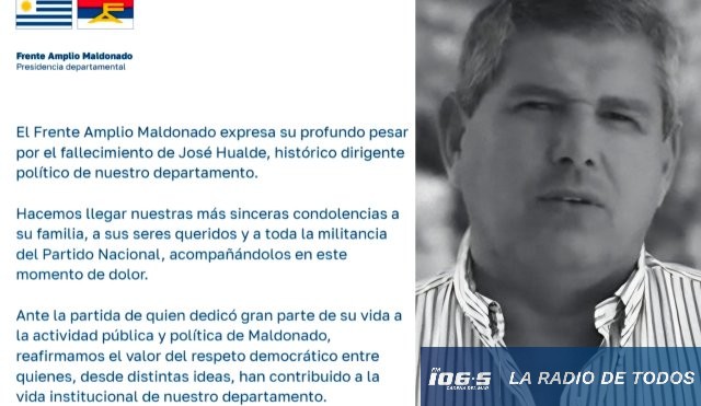 José Hualde Silva: Frente Amplio de Maldonado expresó condolencias por el fallecimiento del nacionalista.