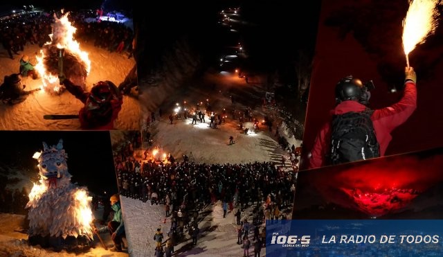 Bajada con Antorchas (Argentina): 120 esquiadores iluminaron la montaña.