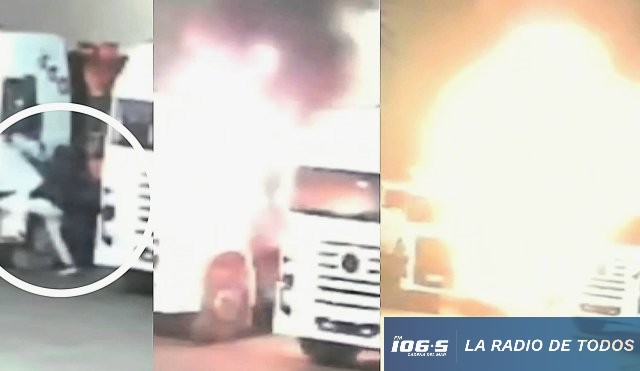 Incendian dos Camiones (El Pinar): delincuente fue captado por cámaras particulares.