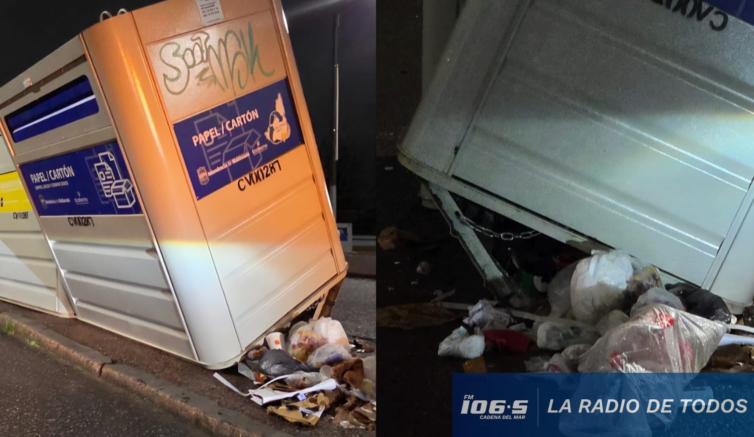 Maldonado (convivencia): dañan y desplazan contenedor durante la madrugada.