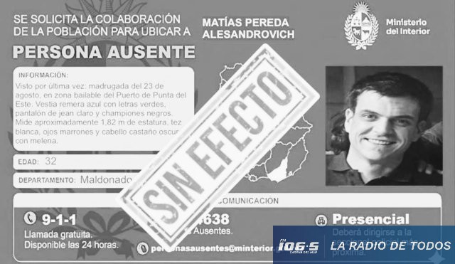 Punta del Este: apareció sin vida Matías Pereda Alesandrovich, el joven que era buscado por las autoridades.