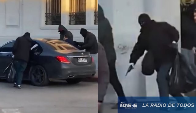 Asalto al BROU (Pando): cámaras captaron el instante en que delincuentes fuertemente armados rapiñaron la sucursal.