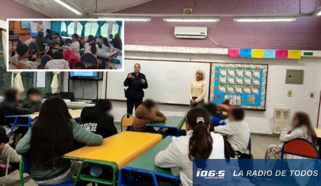 Seguridad ciudadana (San Carlos): alumnos de la Escuela N° 10 recibieron charla sobre prevención y riesgos en redes.