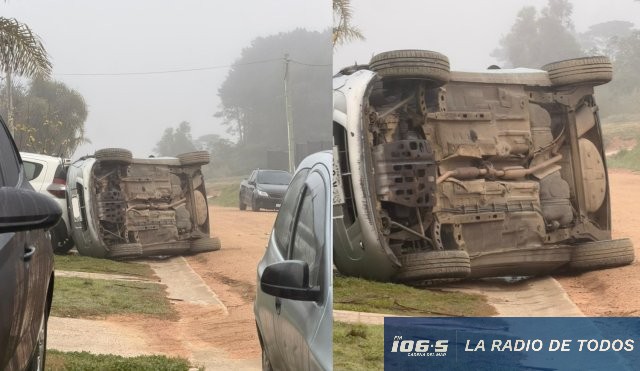 Siniestro de tránsito (Maldonado): un auto volcó en calle Turmalina.